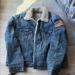 Ralph Lauren Blue Denim Jacket with Sherpa Collar